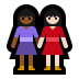 👩🏾‍🤝‍👩🏻 women holding hands: medium-dark skin tone, light skin tone display on Windows